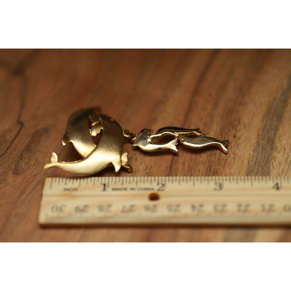 Vintage 1980's UltraCraft Dolphin Brooch - Picture 3 of 5